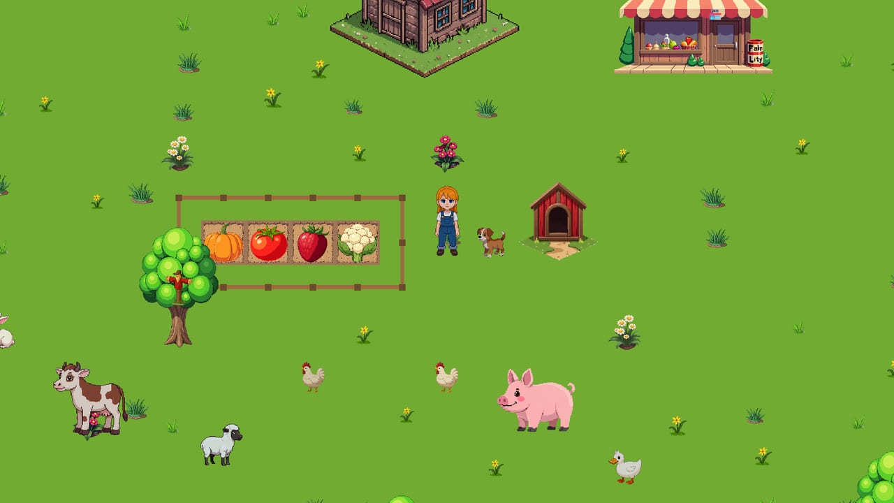 AFK Acres — The farm hub with crops, animals and buildings