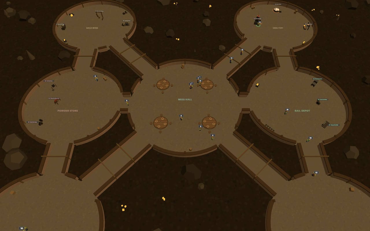 Deepvein — The mine shaft, crowded with miners at their stations